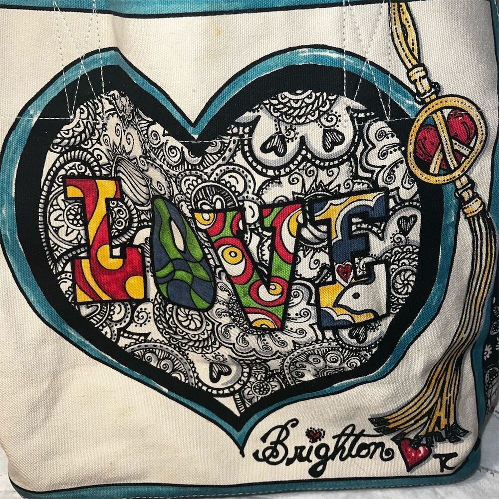 Brighton Summer of Love Artful Tote Bag Multicolor Hearts & Paisley - Picture 2 of 11